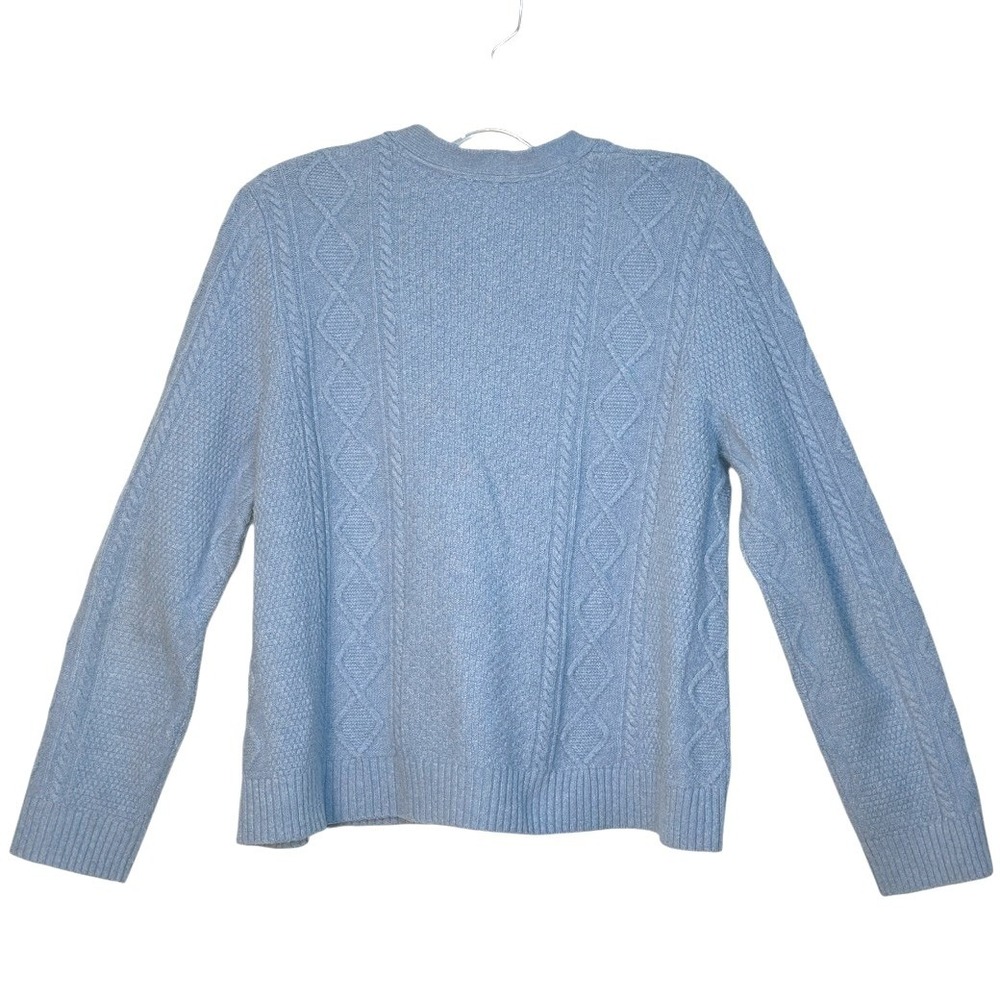 J Jill Cardigan Sweater Women Blue Cable Knit Coastal Grandmother Soft Girl PM - Picture 2 of 5